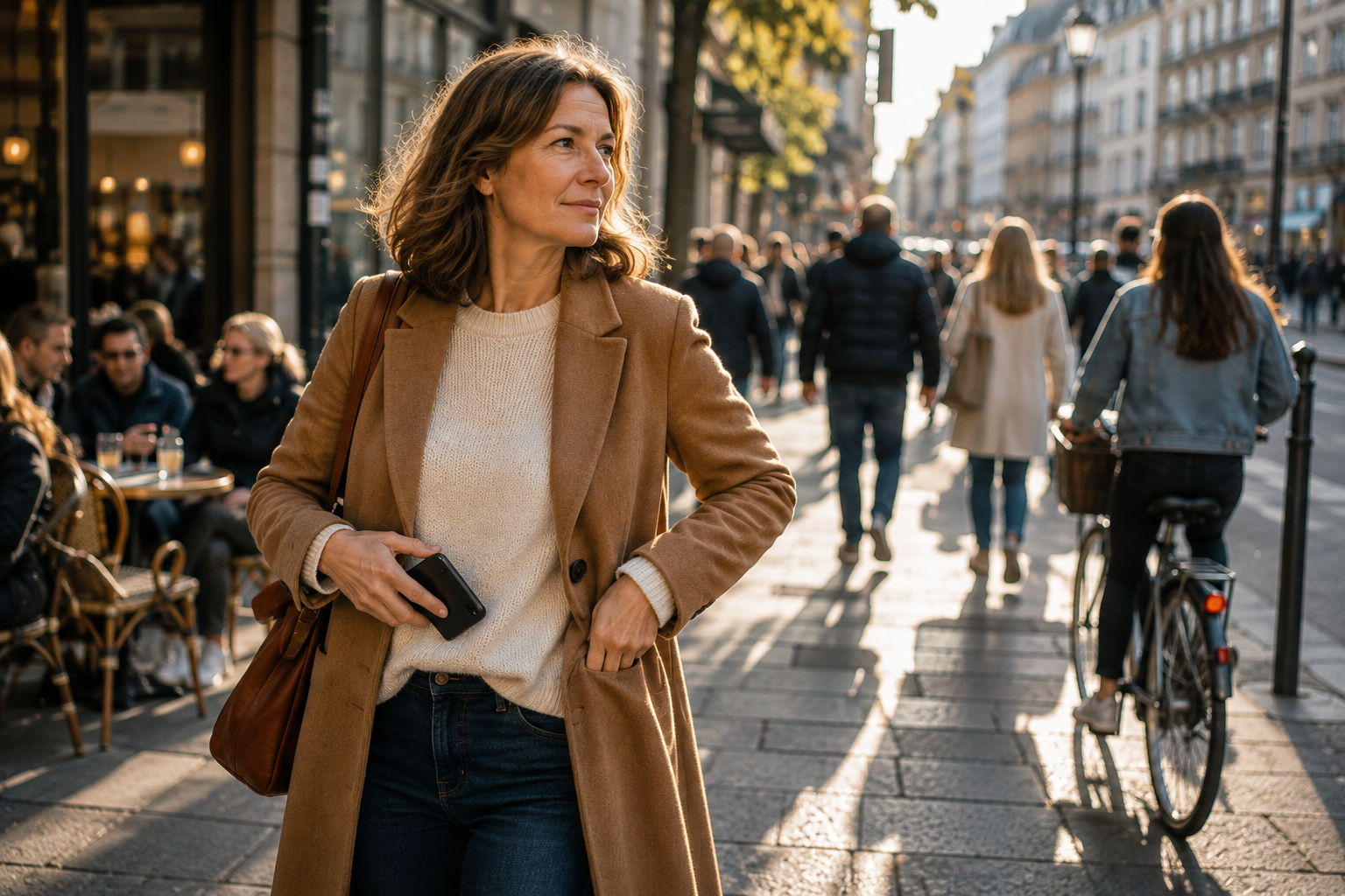 Unzufrieden mit dem Leben – hör auf, dich zu vergleichen Frau steckt ihr Smartphone weg und richtet ihren Blick wieder auf ihr eigenes Leben, statt sich mit anderen zu vergleichen.